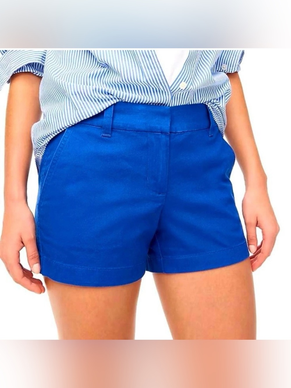 J. Crew Preppy Chino Shorts Women’s 2 Blue 3.5" Inseam Cotton Resort Pockets NEW